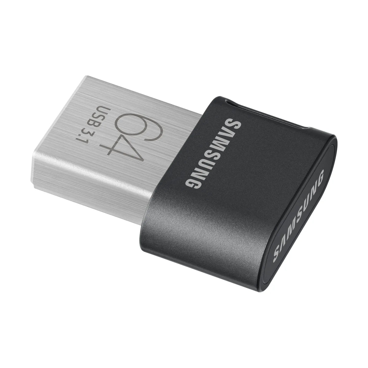 Samsung FIT Plus USB 3.1 flash drive, silver connector with black cap and branding