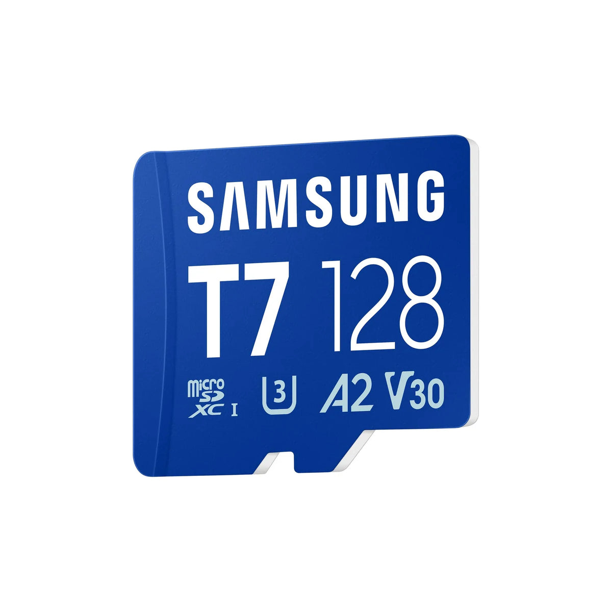 Samsung microSDXC memory card, T7 128GB, A2 V30, blue