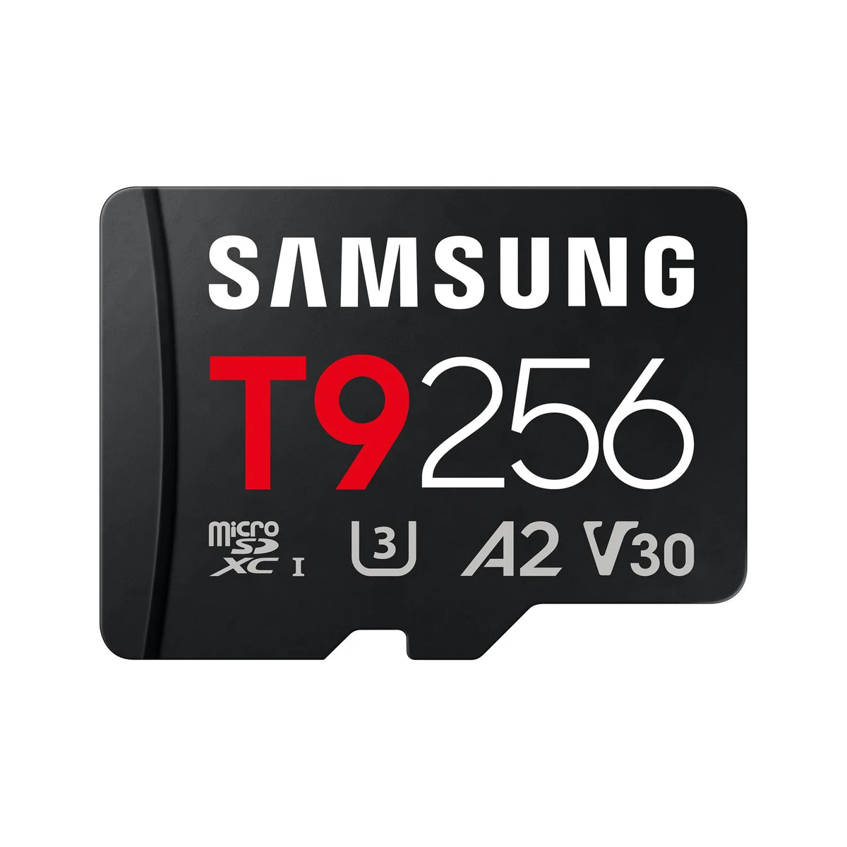 Black Samsung T9 microSDXC memory card, 256GB, A2 V30 UHS-I
