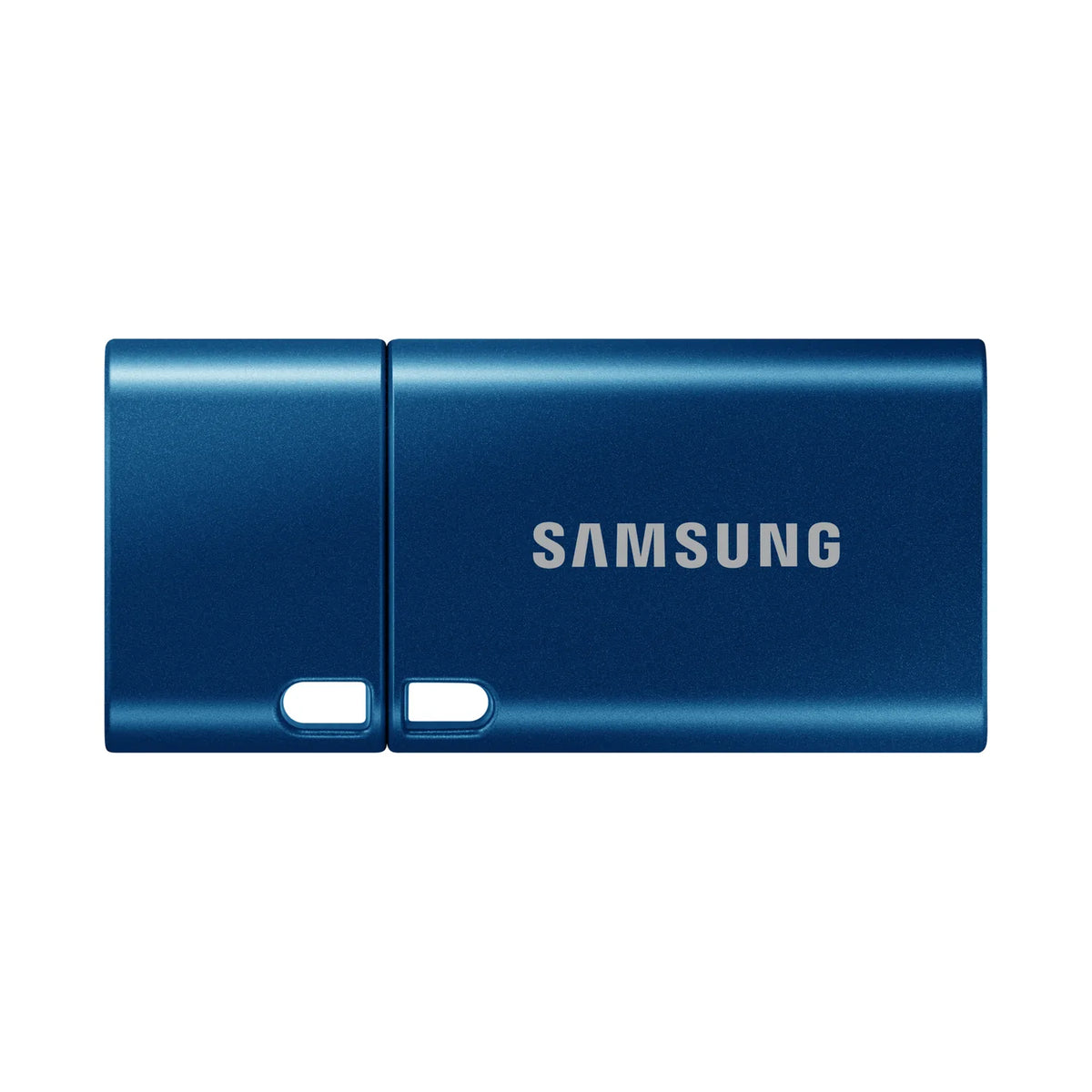 Blue Samsung USB Type-C flash drive with dual ends and port openings