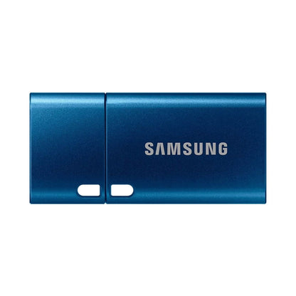 Samsung 128GB USB‑C flash drive, blue, with protective sliding cover