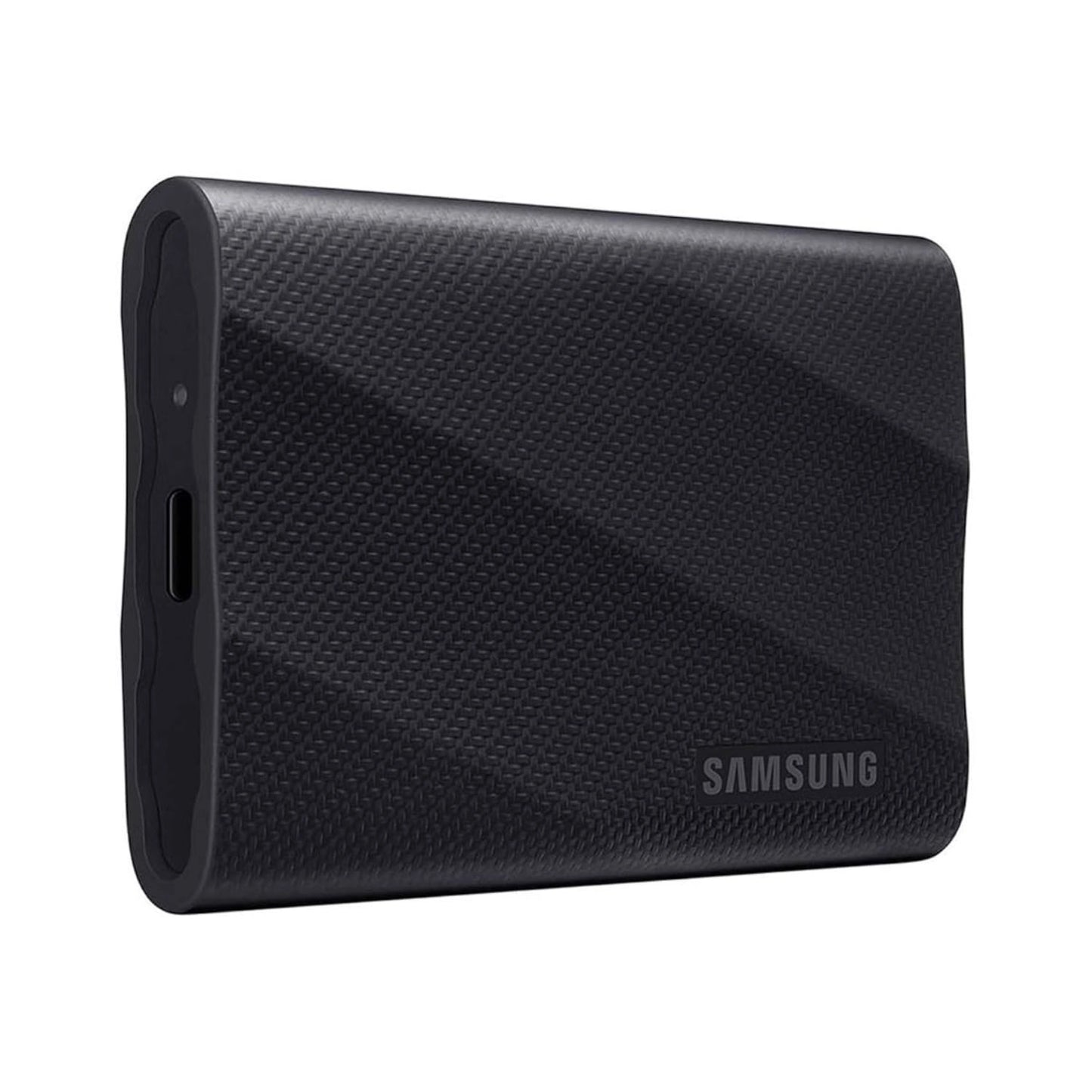 Samsung 2TB T9 portable external SSD, textured black case with side connector