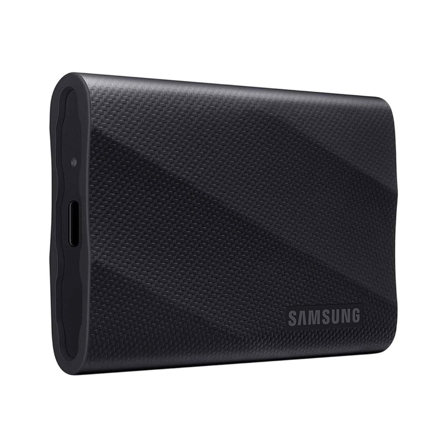 Samsung 2TB T9 portable external SSD, textured black case with side connector