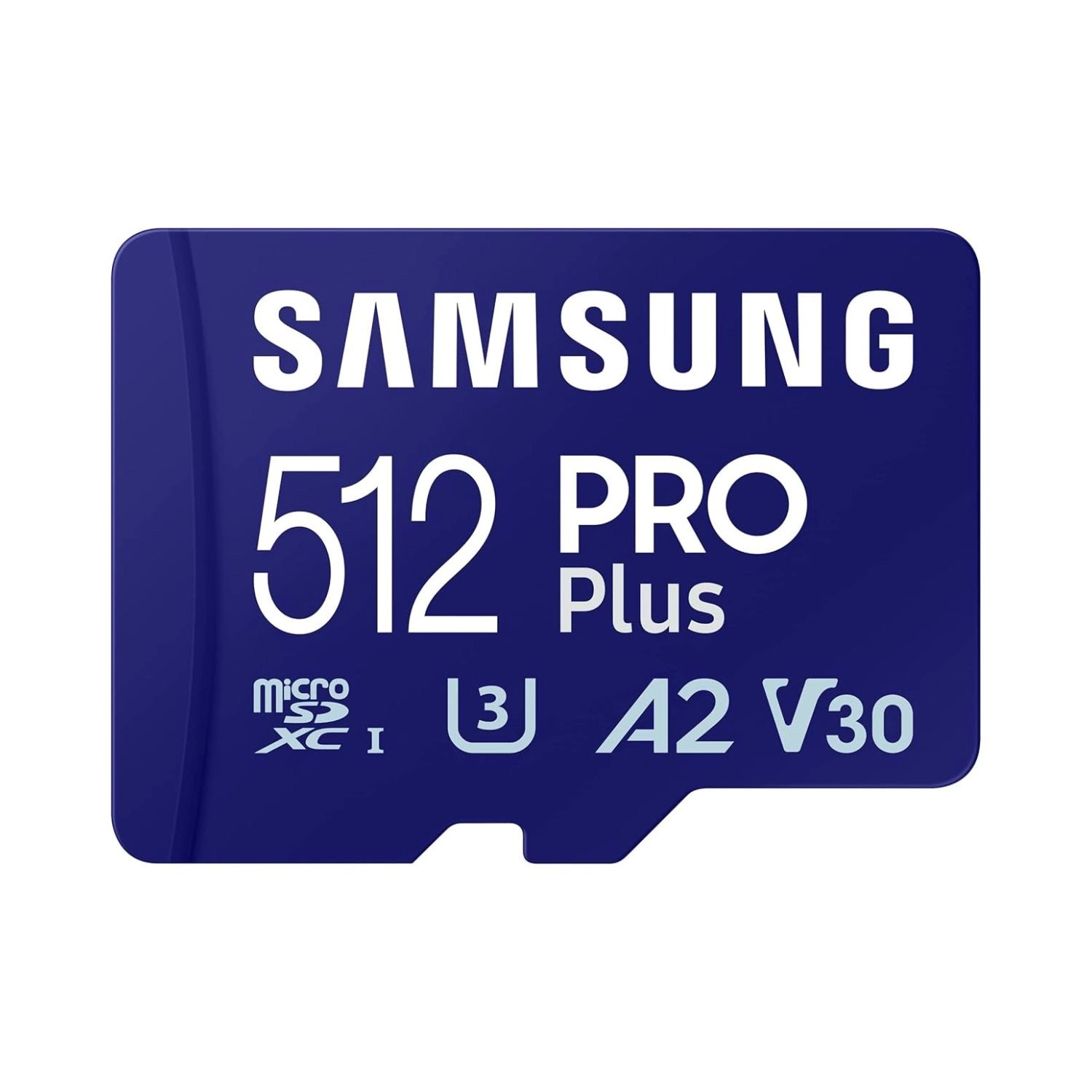 512GB PRO Plus microSD card, blue label with A2 and V30 ratings