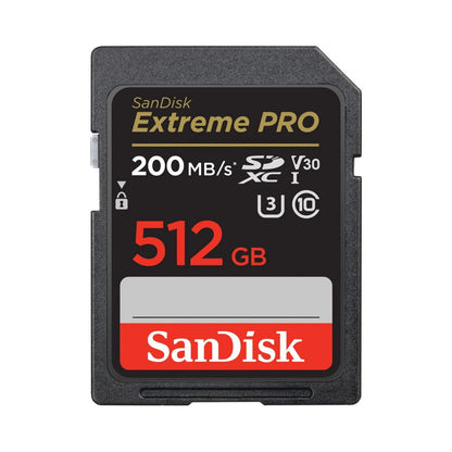 SanDisk Extreme PRO 512GB SDXC UHS-I memory card, 200MB/s, V30, Class 10