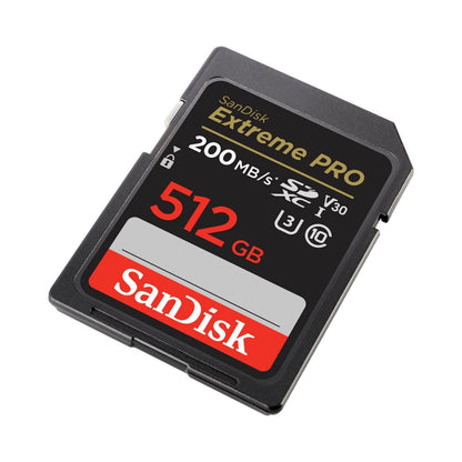 Extreme PRO 512GB SDXC card, 200MB/s, UHS-I, Speed Class 10, V30