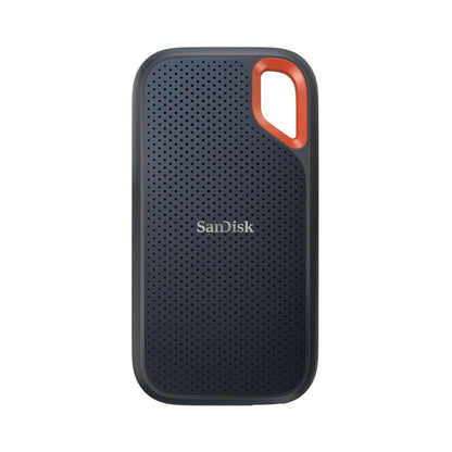 SanDisk Extreme Portable SSD V2 with perforated dark case and orange carrying handle
