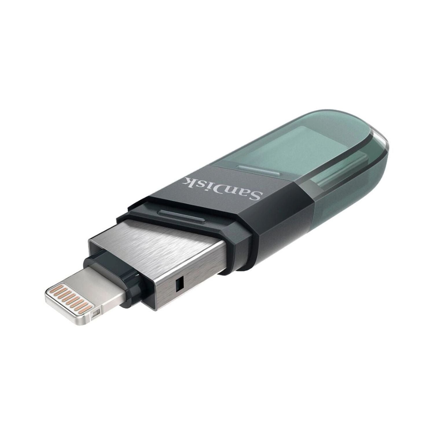 USB 3.0 flash drive with dual connector and teal flip cover