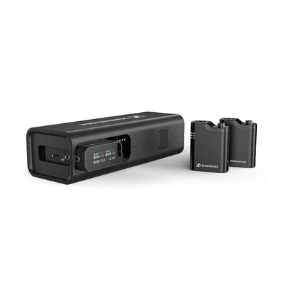 Sennheiser wireless microphone system: all-in-one receiver with display and handheld transmitter