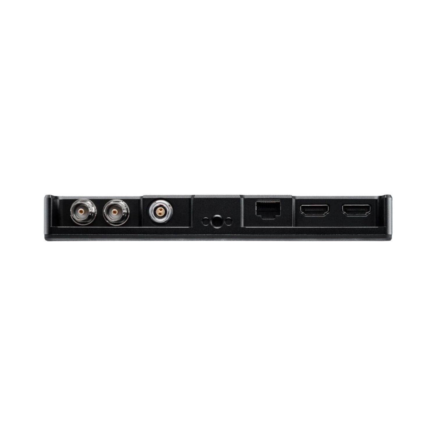 Monitor left-side ports: BNC connectors, network, and HDMI outputs
