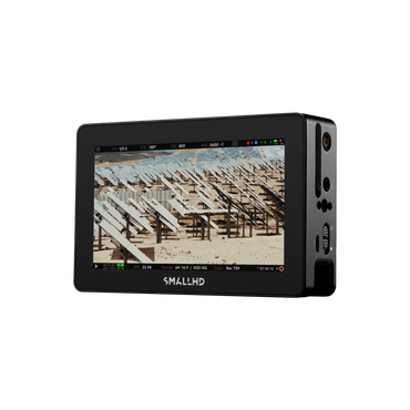 SmallHD Cine 5 monitor angled view showing side controls and touchscreen