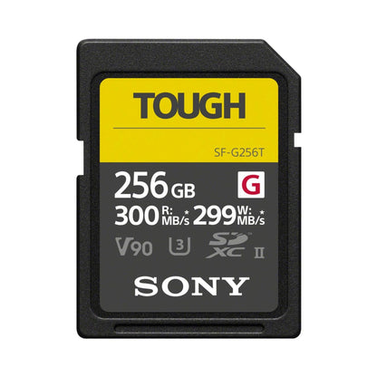 Sony TOUGH SF-G 256GB UHS-II SDXC memory card, SF-G256T label
