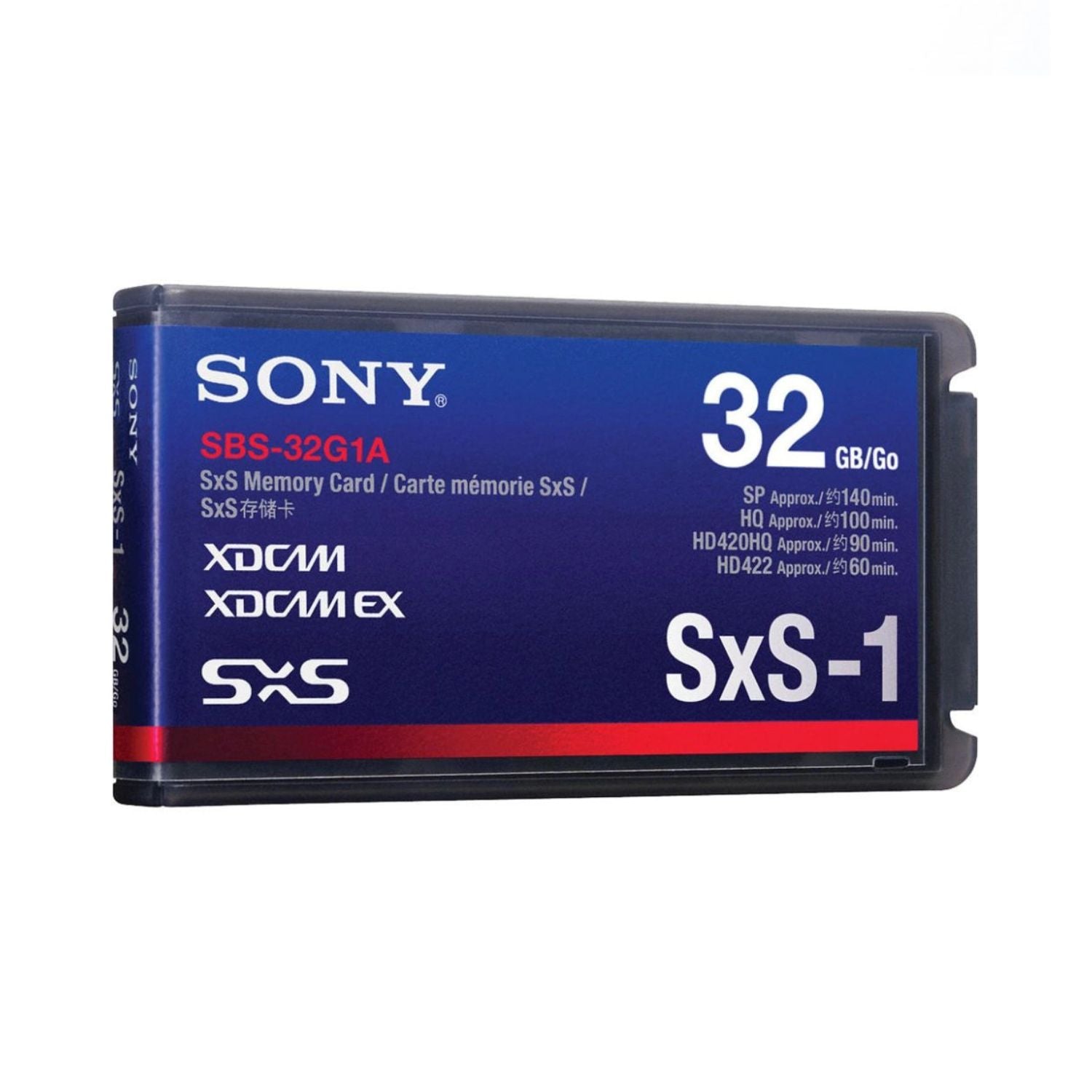 Sony SxS-1 32GB memory card, blue label with SxS logo