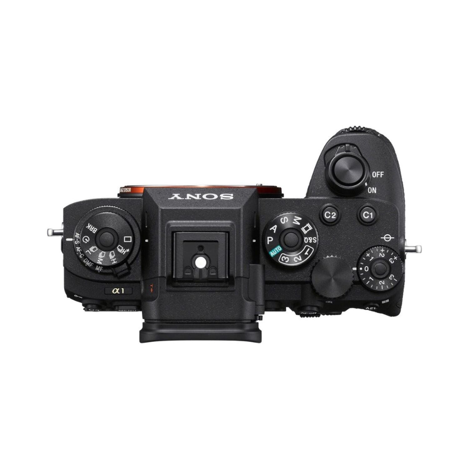 Sony A1 Mirrorless top view with mode dial and control wheels