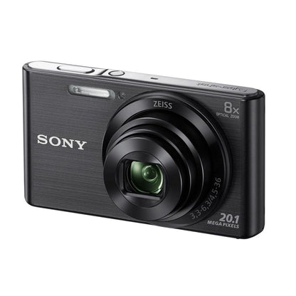 Compact digital camera, black body with Zeiss lens, optical 8x zoom and flash