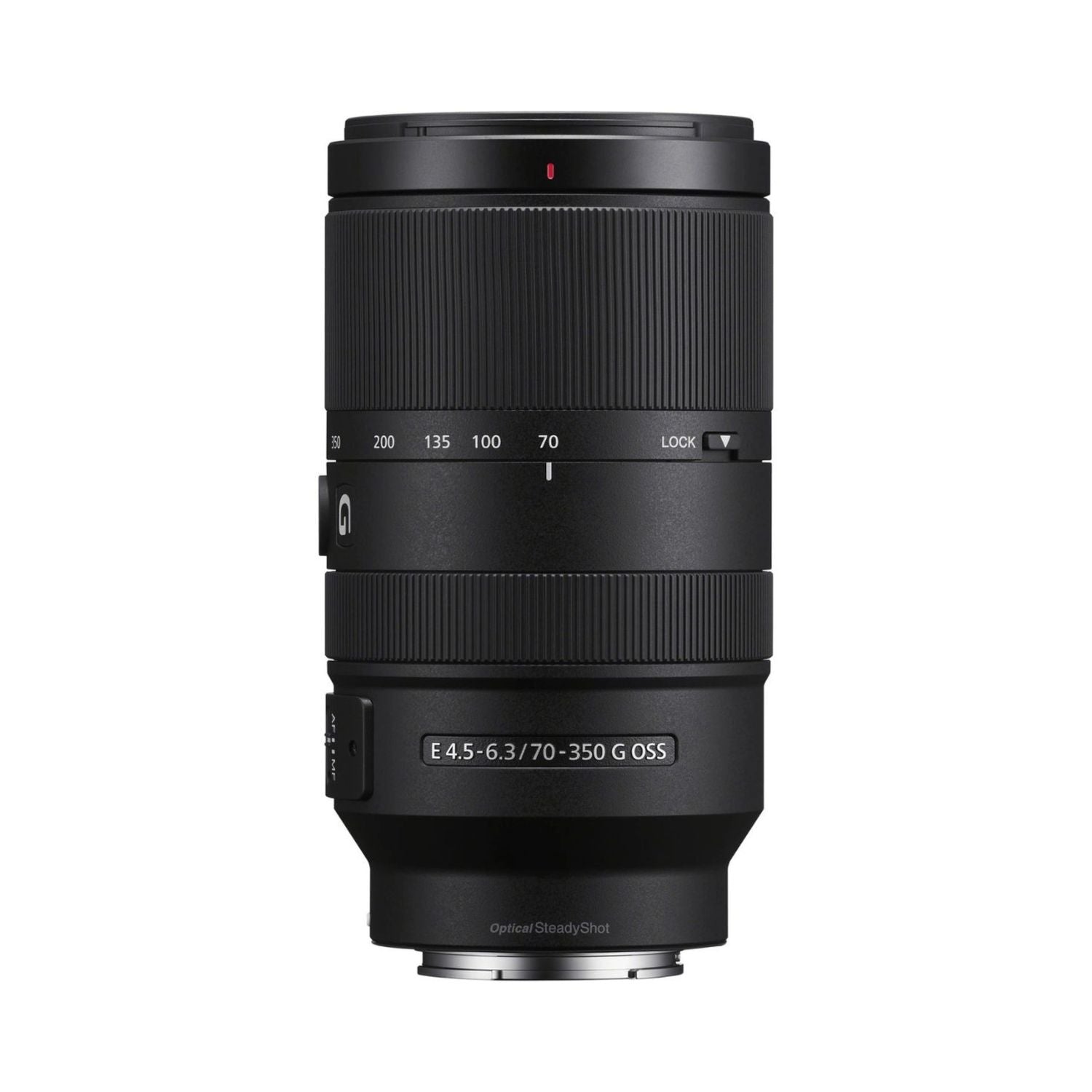 70-350mm G OSS telephoto lens with zoom markings and lock switch