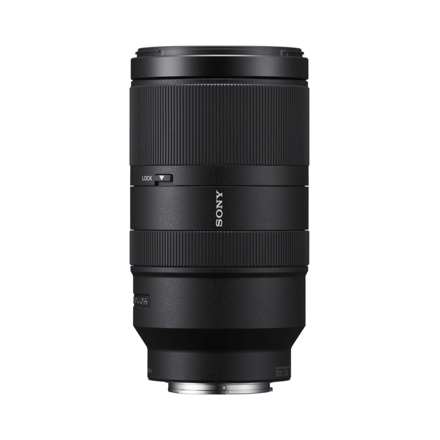70-350mm G OSS telephoto lens side view with LOCK slider and distance scale