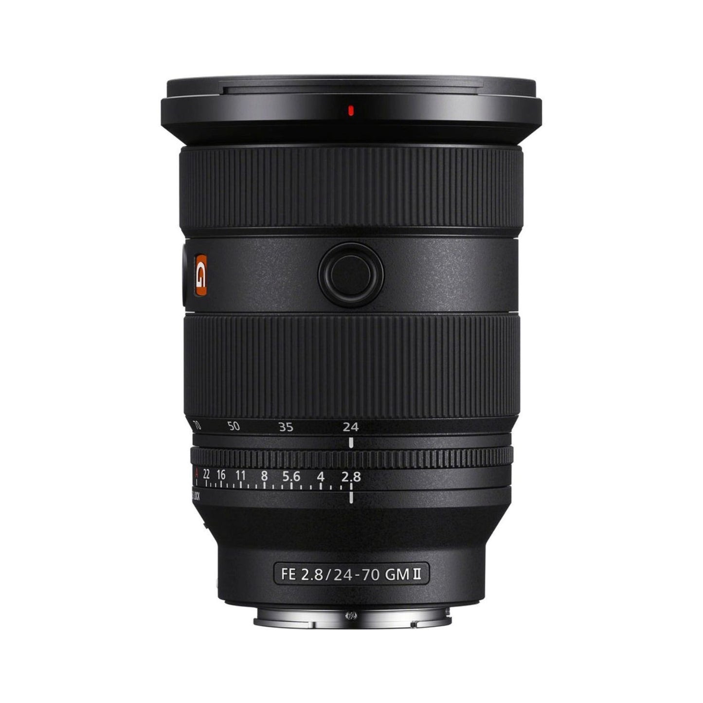 FE 24-70mm f/2.8 GM II lens, top view with zoom and aperture scale