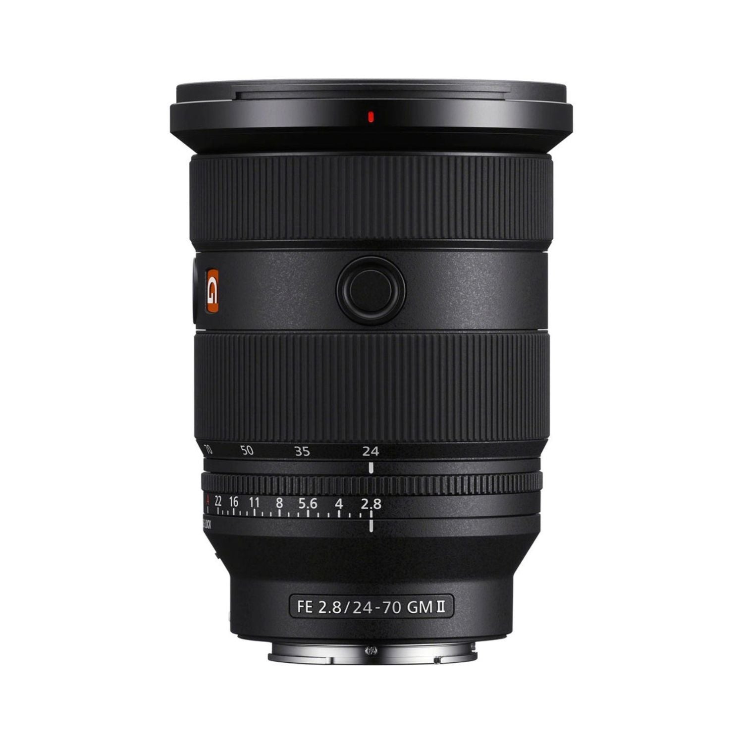 FE 24-70mm f/2.8 GM II lens, top view with zoom and aperture scale