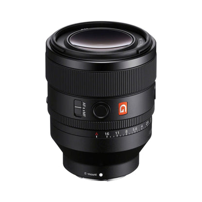 Sony FE 50mm f/1.2 GM lens, black E-mount front view with aperture scale
