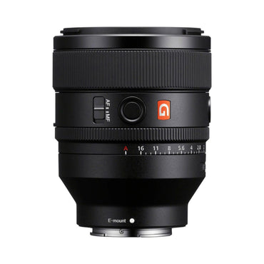 FE 50mm f/1.2 GM lens, black rear view with E-mount contacts and AF/MF switch