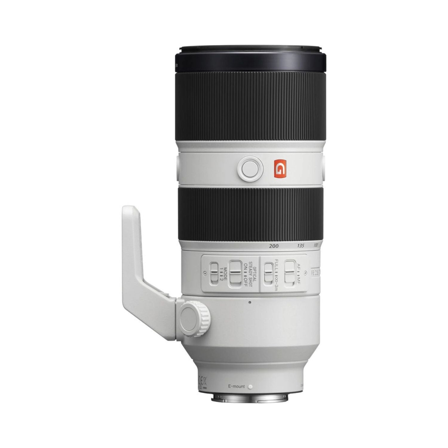 70-200mm f/2.8 GM OSS lens with zoom barrel, white and black exterior