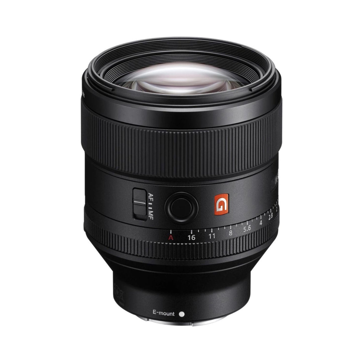 FE 85mm f/1.4 GM lens, black E-mount barrel with AF/MF switch