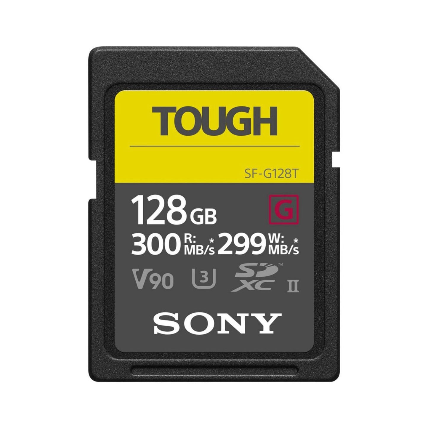 SF-G TOUGH UHS-II SDXC 128GB, 300/299 MB/s, gelbes TOUGH Aufdruckschild