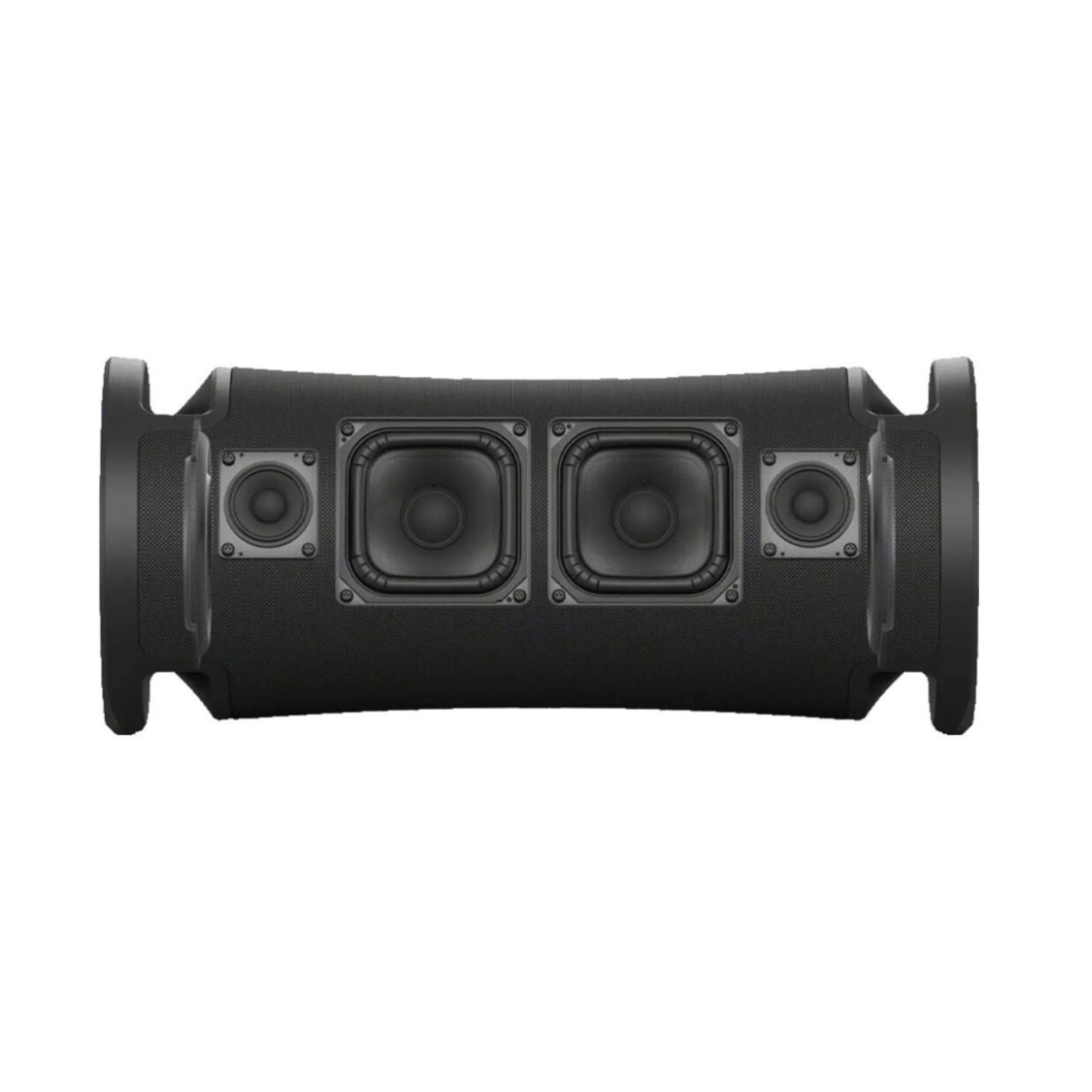 ULT FIELD 7 wireless speaker rear view, black cabinet with dual square speaker drivers