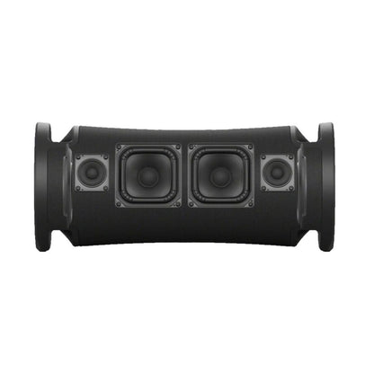 ULT FIELD 7 wireless speaker rear view, black cabinet with dual square speaker drivers