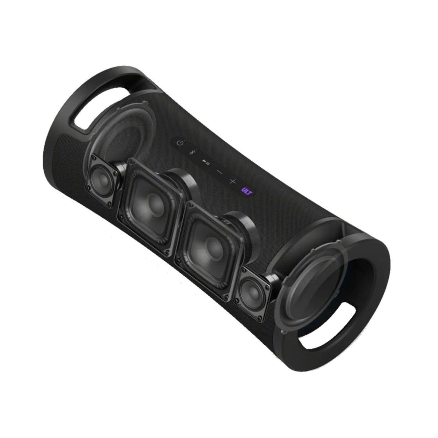 ULT FIELD 7 wireless speaker side view, black handle and front speaker array