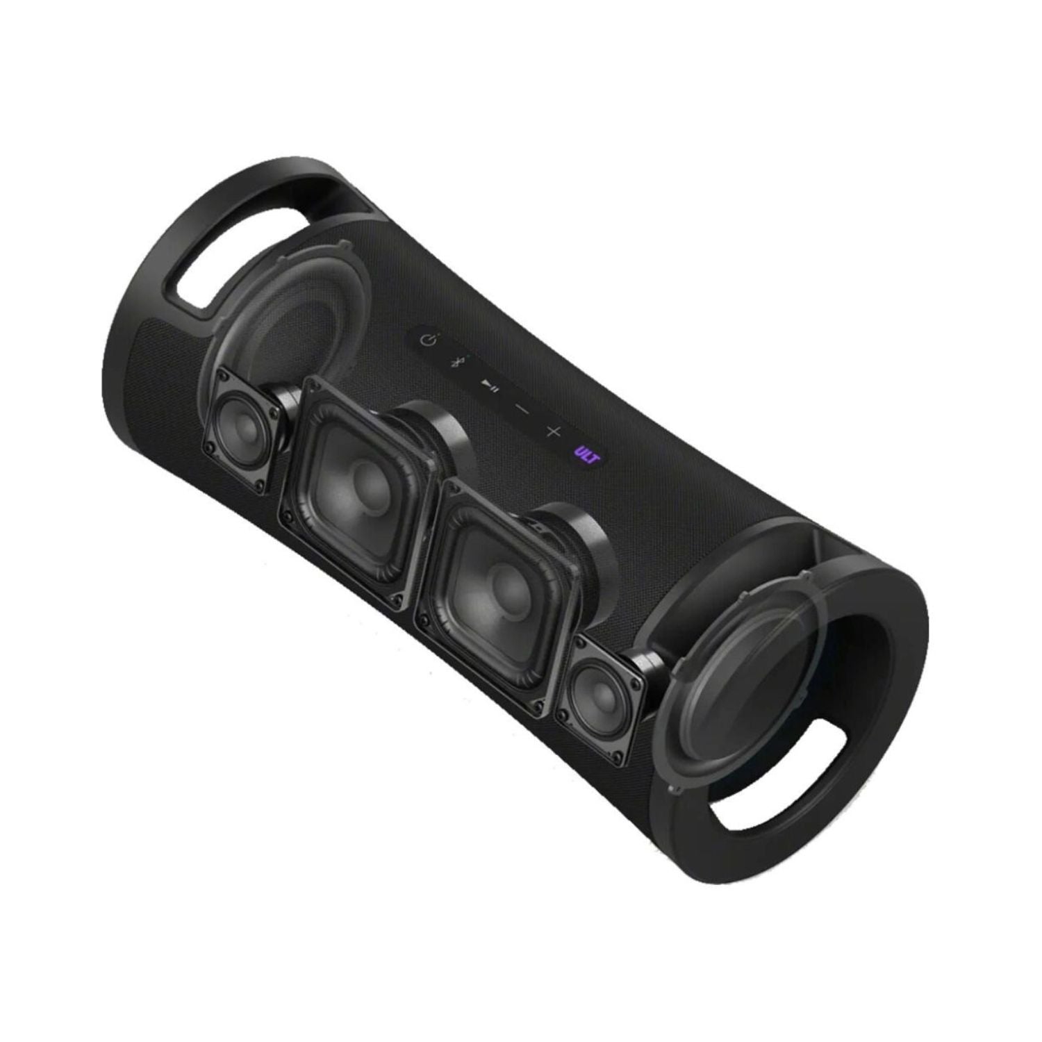 ULT FIELD 7 wireless speaker side view, black handle and front speaker array