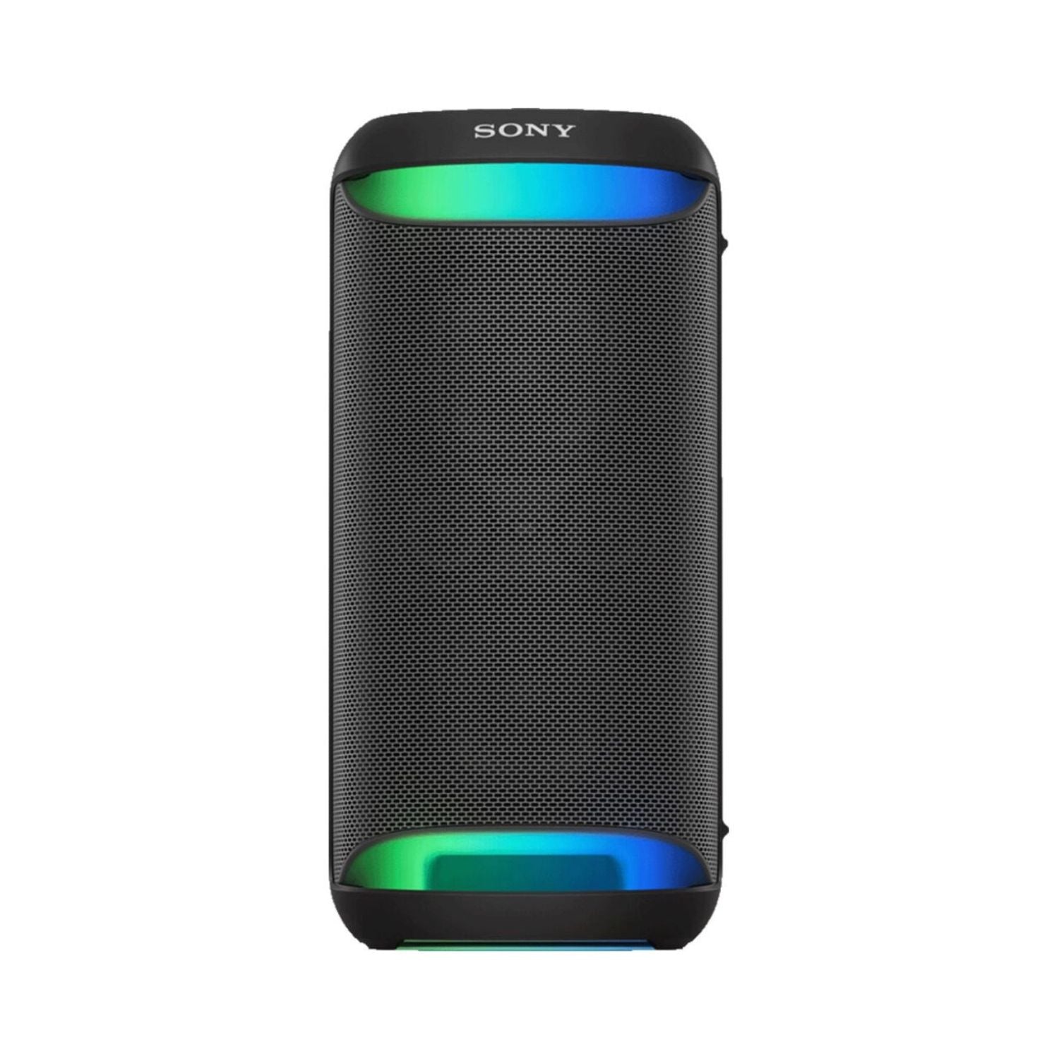 Wireless party speaker XV500, black mesh front with green-blue illuminated top