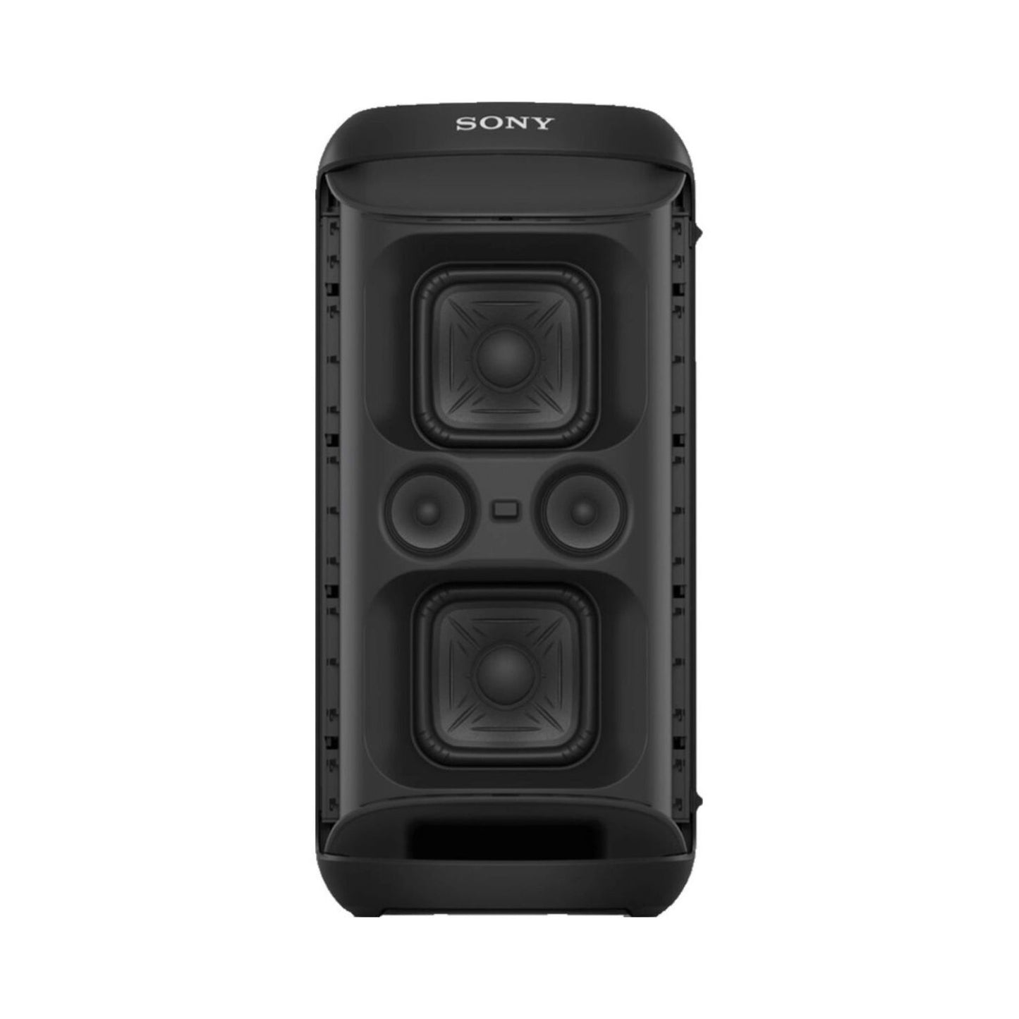 Wireless party speaker XV500, back panel with speaker drivers and control ports