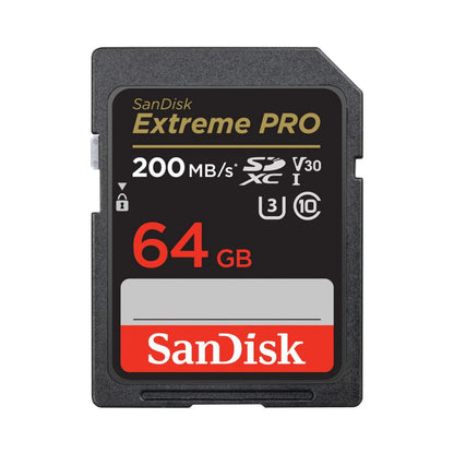 SanDisk Extreme Pro 64GB SD card, 200MB/s, UHS-I (V30) for cameras
