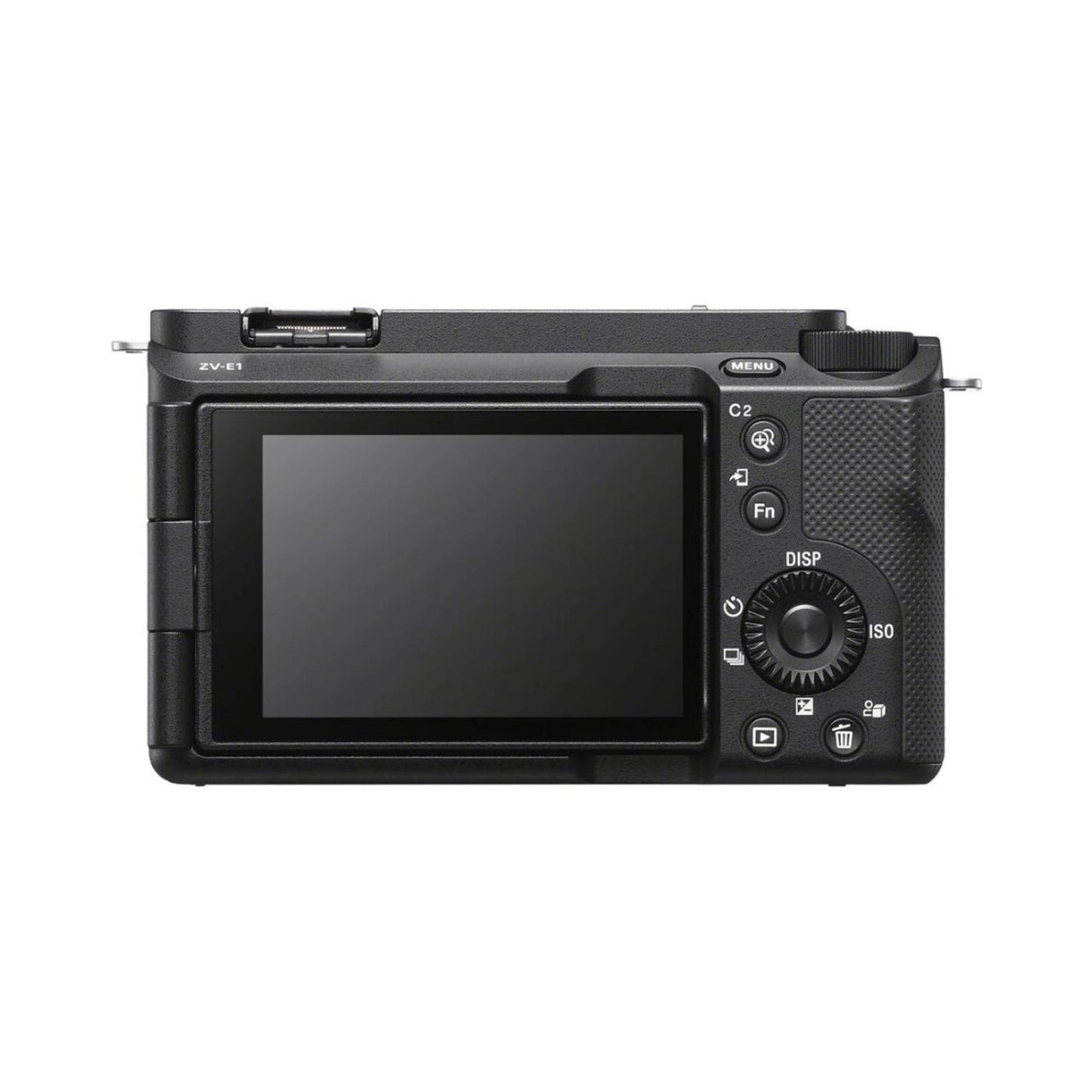 Sony ZV-E1 mirrorless camera body, rear view with large LCD screen