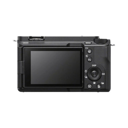 Sony ZV-E1 mirrorless camera body, rear view with large LCD screen