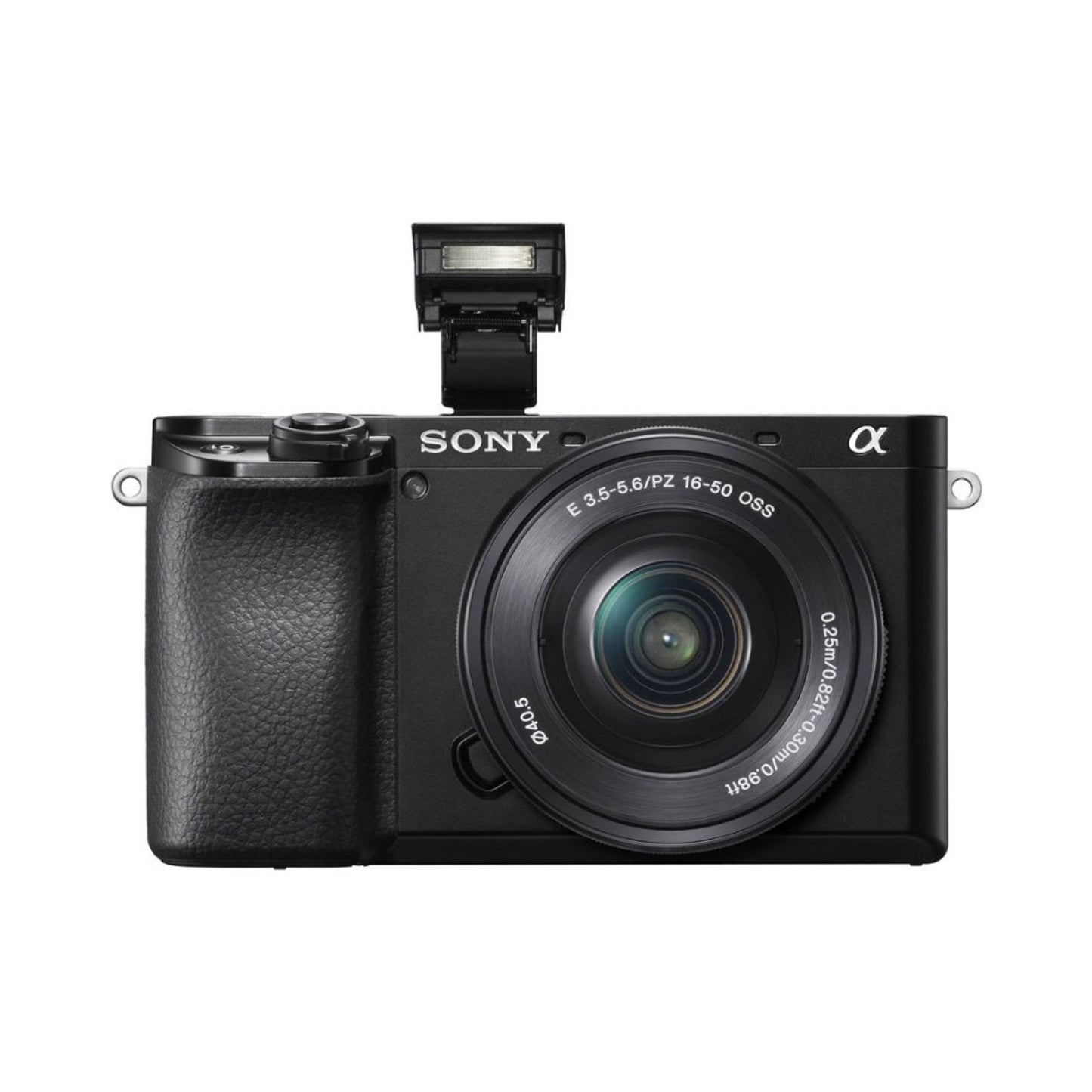 Sony a6100 mirrorless camera with 16-50mm kit lens, side view