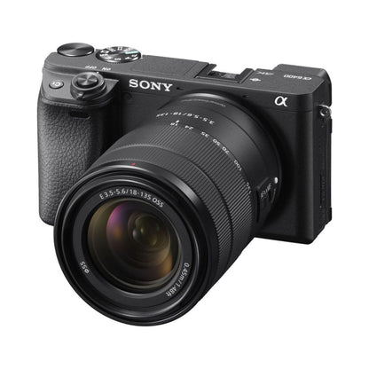 Sony a6400 mirrorless camera with 18-135mm lens, front view