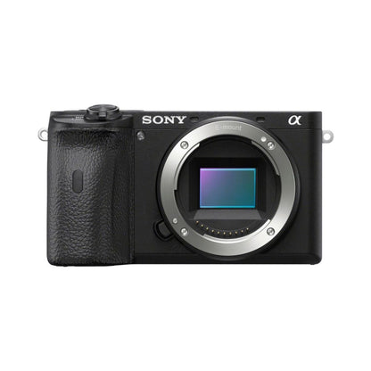 a6600 mirrorless camera front view with lens mount and textured grip