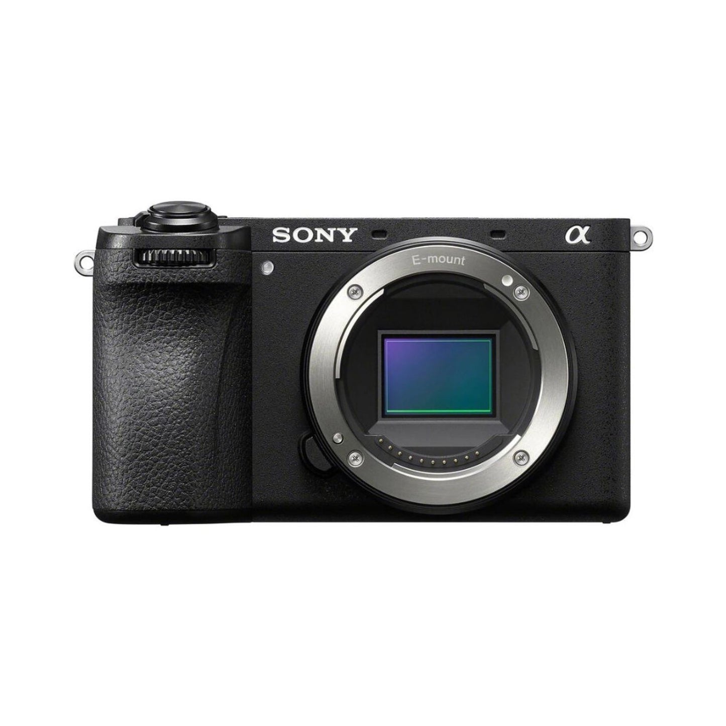 Spiegellose Sony a6700 Kamera, Frontansicht mit E-Mount und Sensorfenster