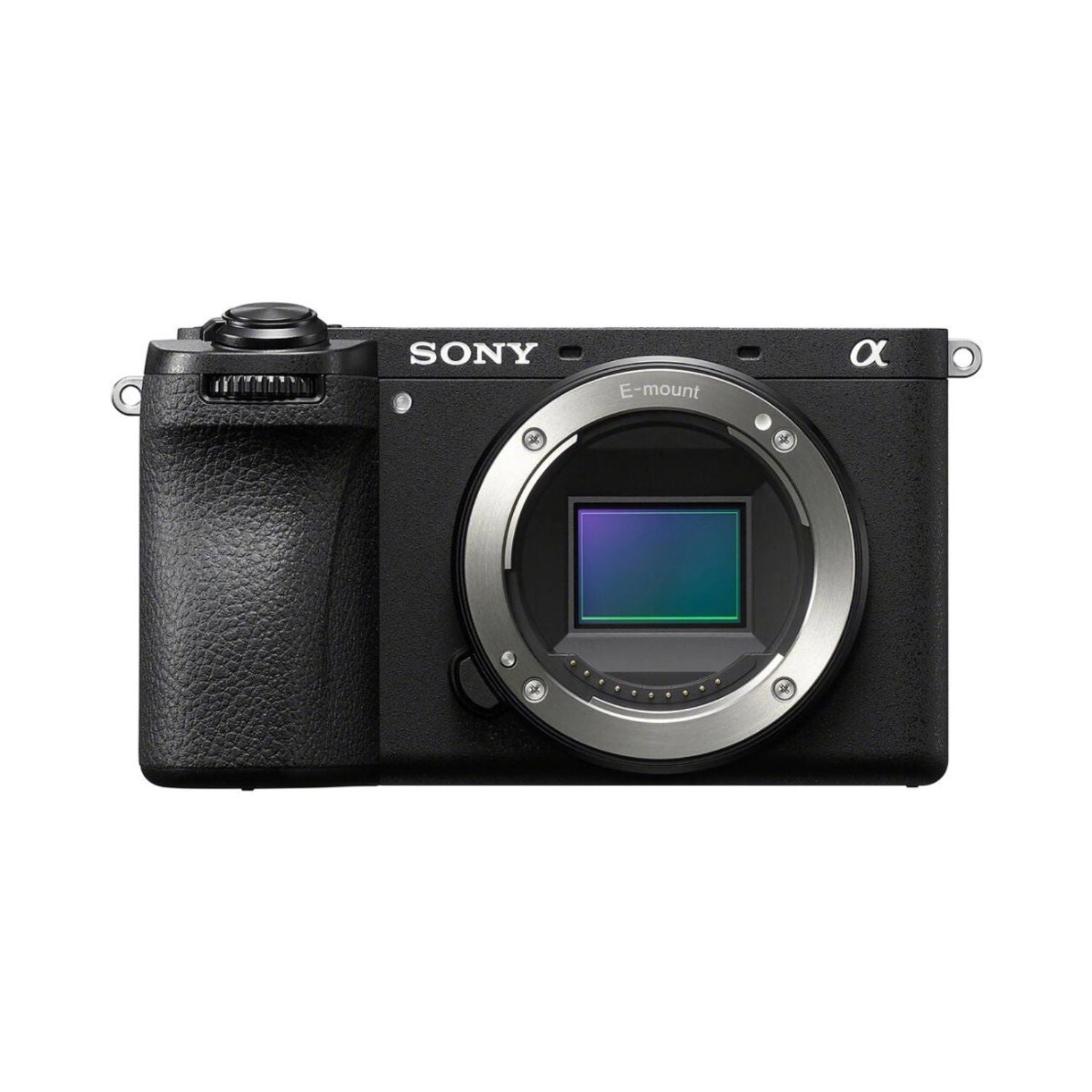 Spiegellose Sony a6700 Kamera, Frontansicht mit E-Mount und Sensorfenster