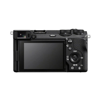 Rückansicht der a6700 Kamera mit LCD-Display und Bedienelementen
