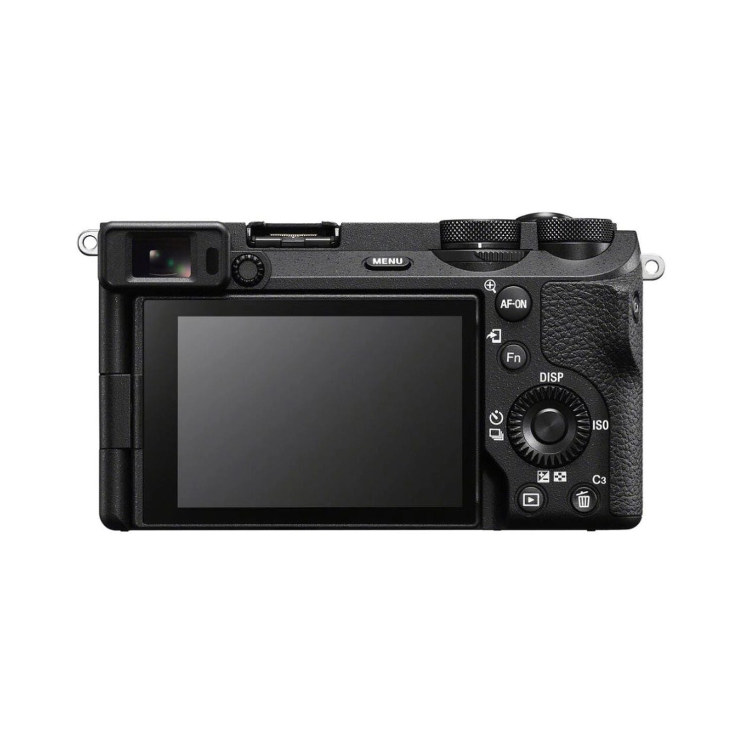 Sony a6700 camera back, LCD screen with control buttons and dials