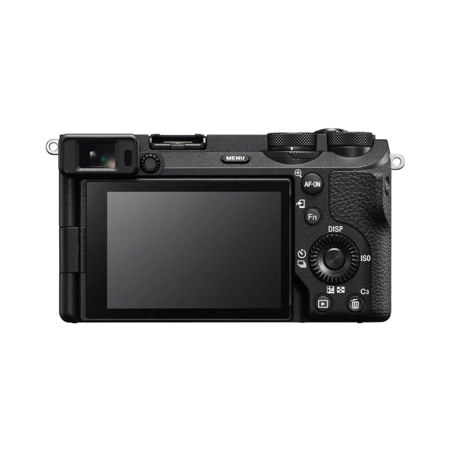 Sony a6700 mirrorless camera back view with LCD screen, black