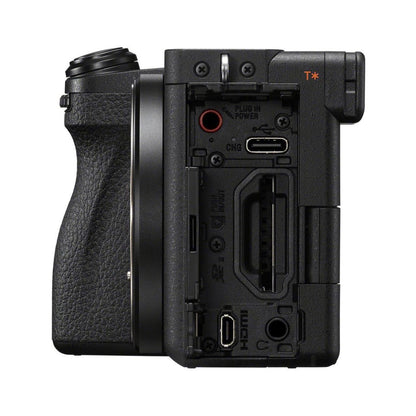 Sony a6700 mirrorless camera rear ports and connectors, black body