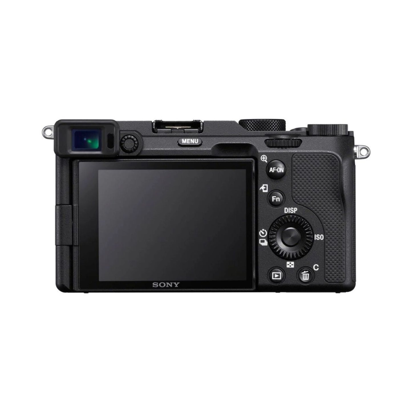 Sony a7C mirrorless camera, rear view with LCD screen and control buttons
