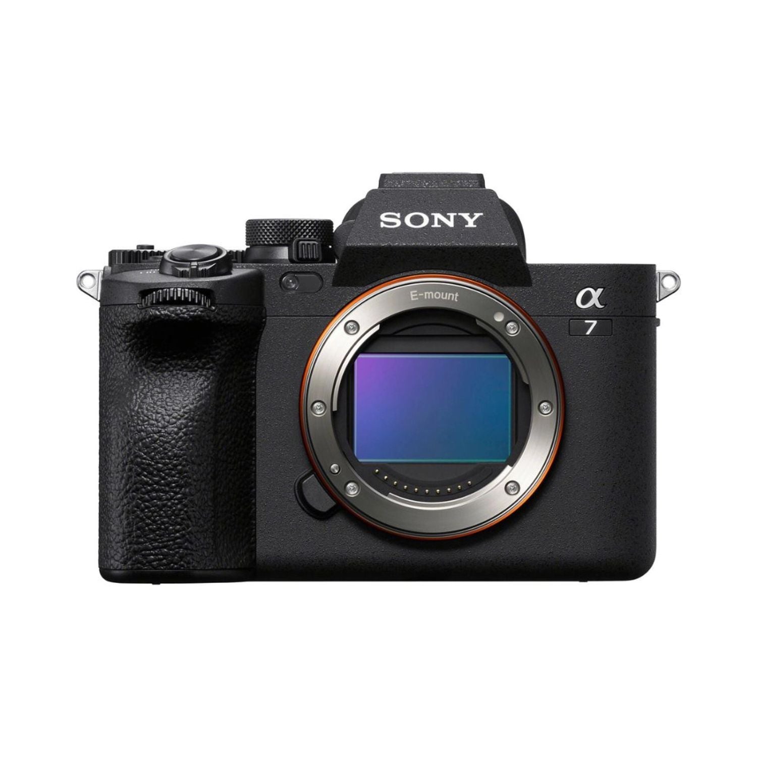 Sony a7 IV mirrorless camera, front view with E-mount lens opening