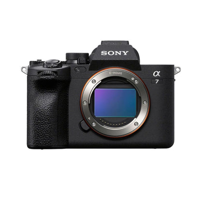 Sony a7 IV mirrorless camera, centered front view with lens and controls