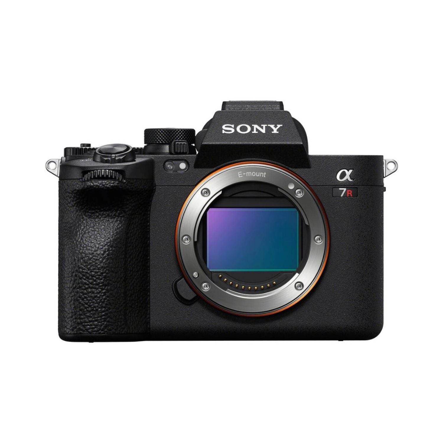 Sony a7R V spiegellos Kamera, Frontansicht mit E-Bajonett und Bedienelementen